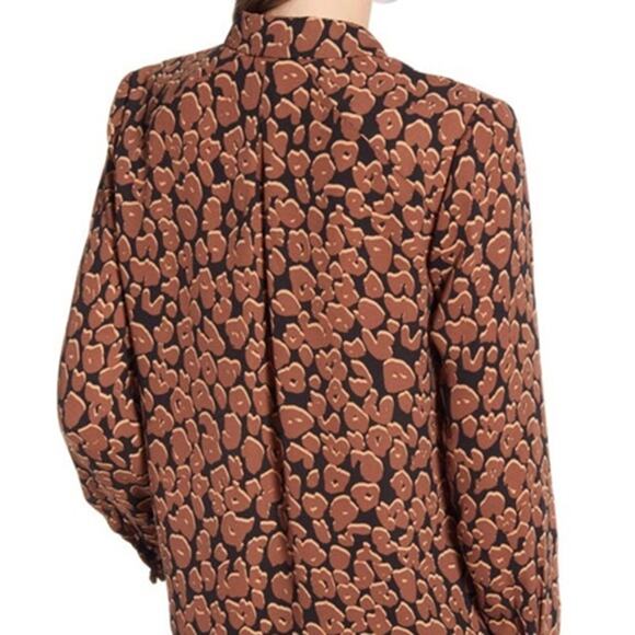 Scotch & Soda Leopard Print Button Down Shirt Brown Size S - Picture 3 of 7
